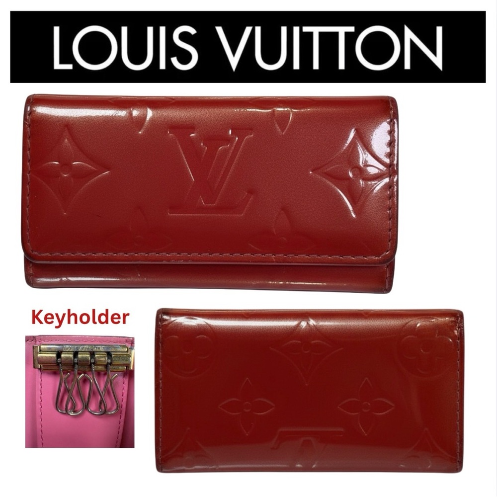 A-1DC-40: LOUIS VUITTON Pomme d'Amour Monogram Vernis 4 Key Holder, EUC